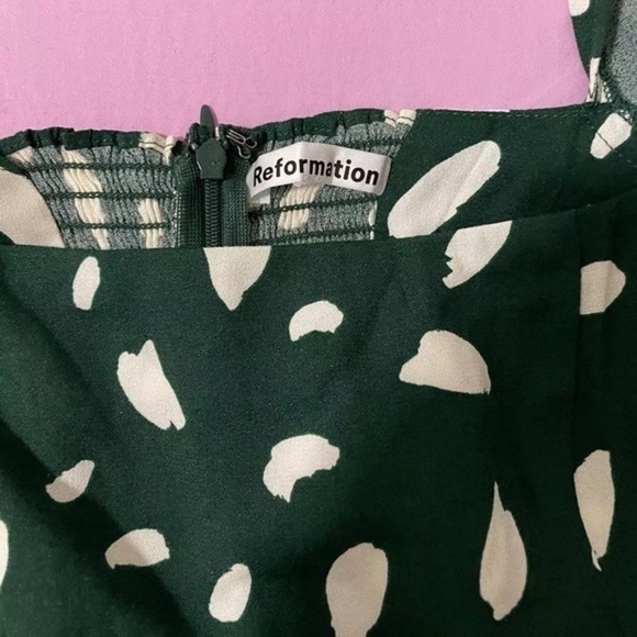 Reformation Sigmund Paint-Splatter Dress in Green *NEW* - Picture 4 of 5